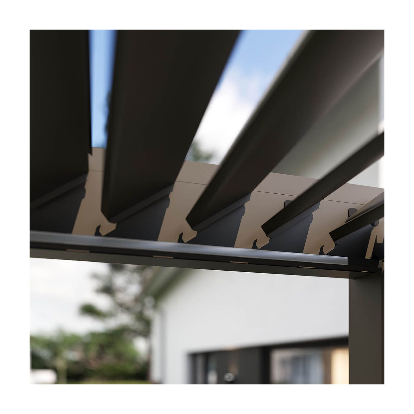 Mechanizm otwierania dachu pergola przyścienna ELEGANCE WALL AUTOMATIC 3x4 z oświetleniem LED Taupe - Gutroof