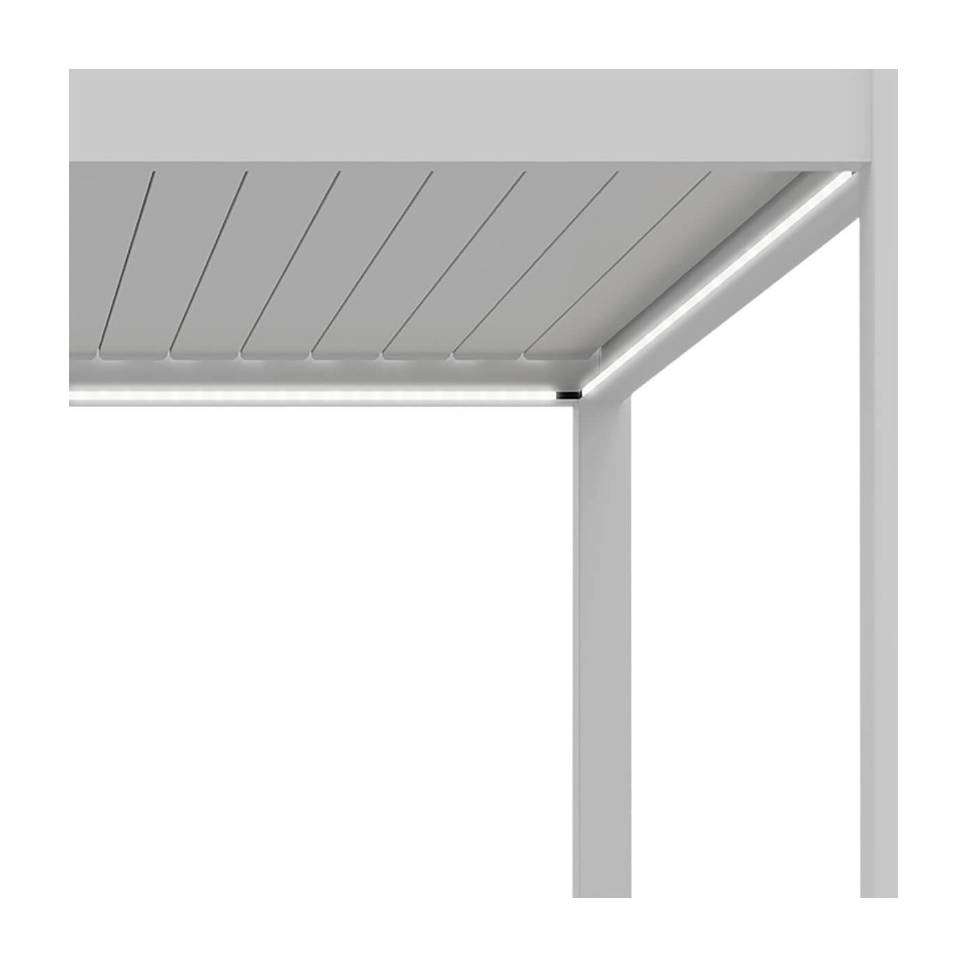 Zbliżenie na element automatycznej pergoli przyściennej elegance wall 3x4m 