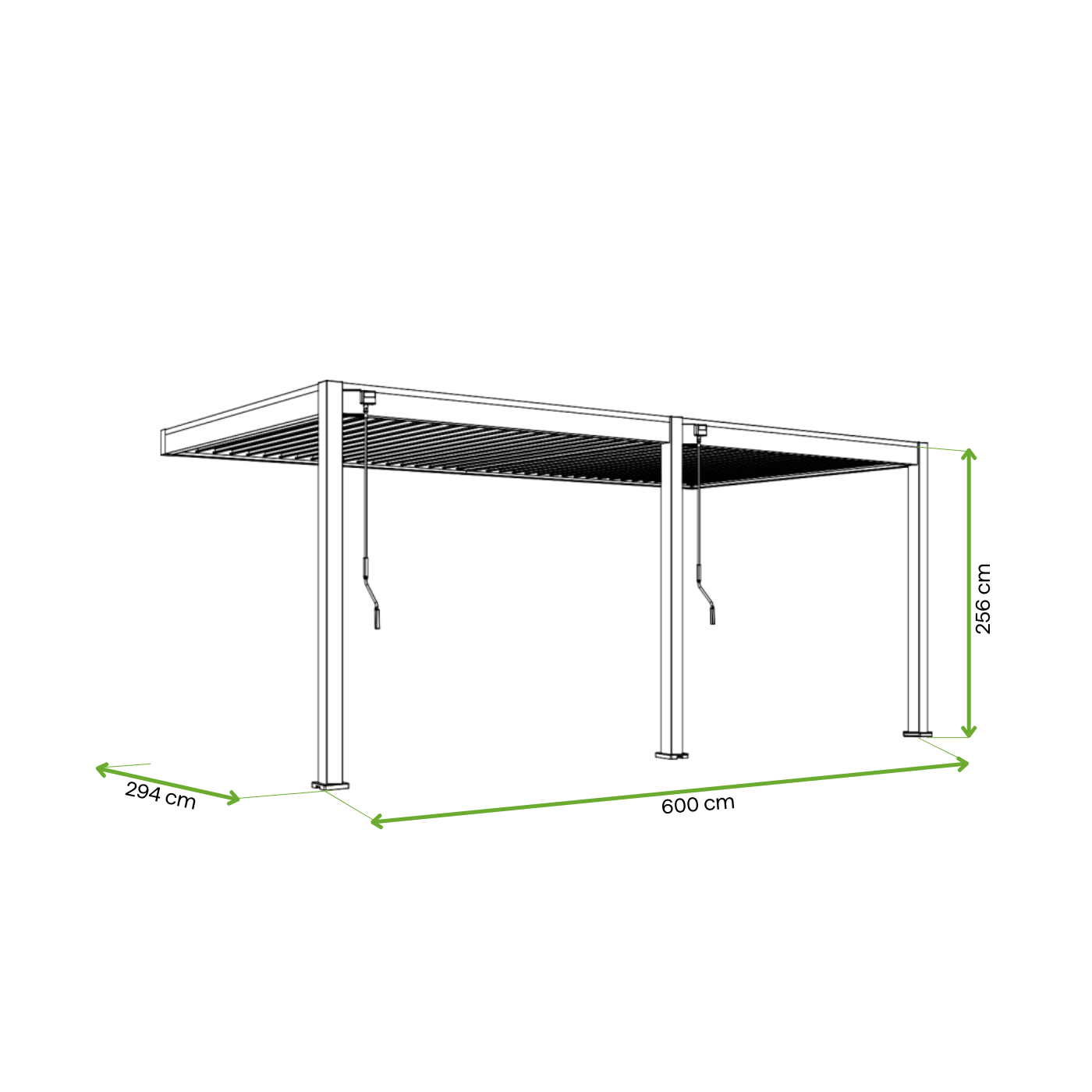 Wymiary automatycznej pergoli przyściennej z oświetleniem led elegance wall 3x6m antracyt