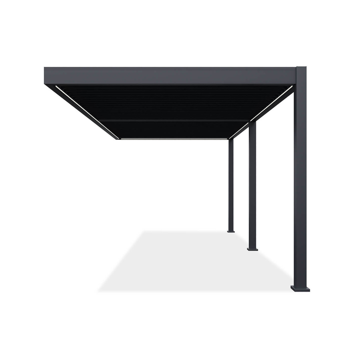 Bok automatycznej pergoli przyściennej z oświetleniem led elegance wall 3x6m antracyt