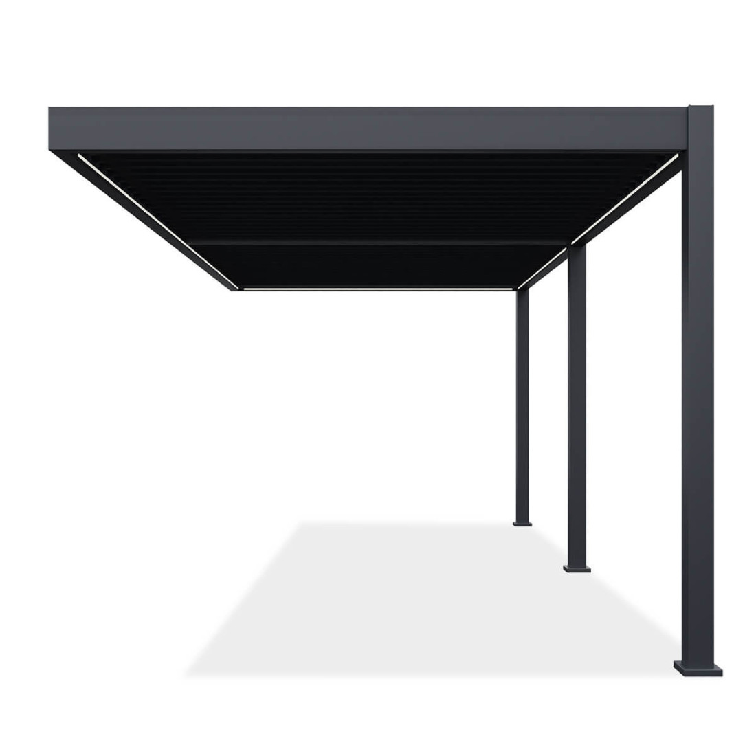 Bok automatycznej pergoli przyściennej z oświetleniem led elegance wall 3x6m antracyt