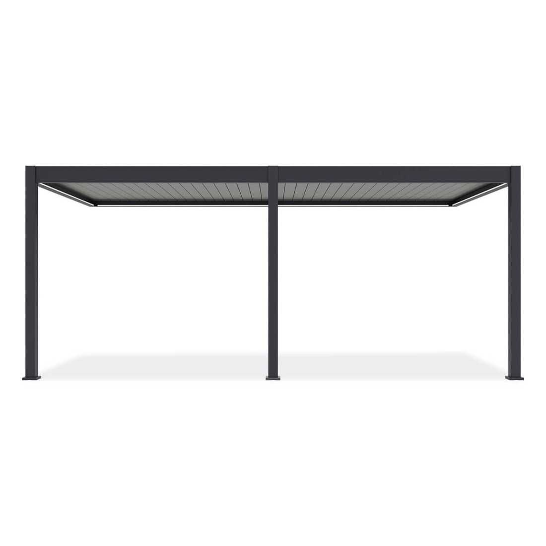 Przód automatycznej pergoli przyściennej z oświetleniem LED elegance wall 3x6m