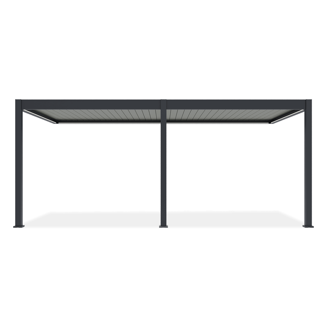 Przód automatycznej pergoli przyściennej z oświetleniem LED elegance wall 3x6m Gutroof