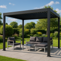 Aranżacja pergoli tarasowej DELUXE 3,6x4 Anthracite - Gutroof 