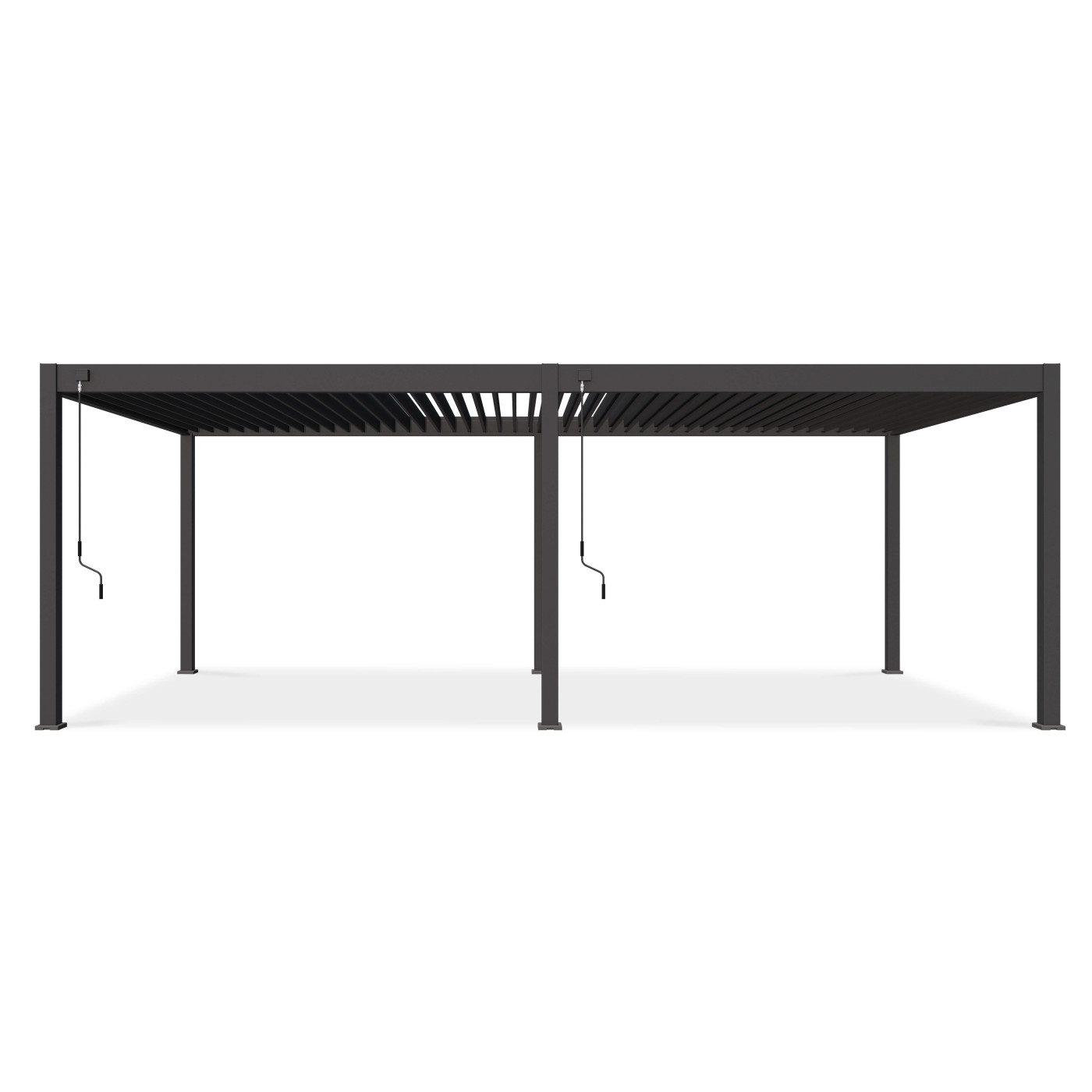 Widok z przodu pergoli tarasowej deluxe 3,6x7,2m w kolorze antracytowym Gutroof