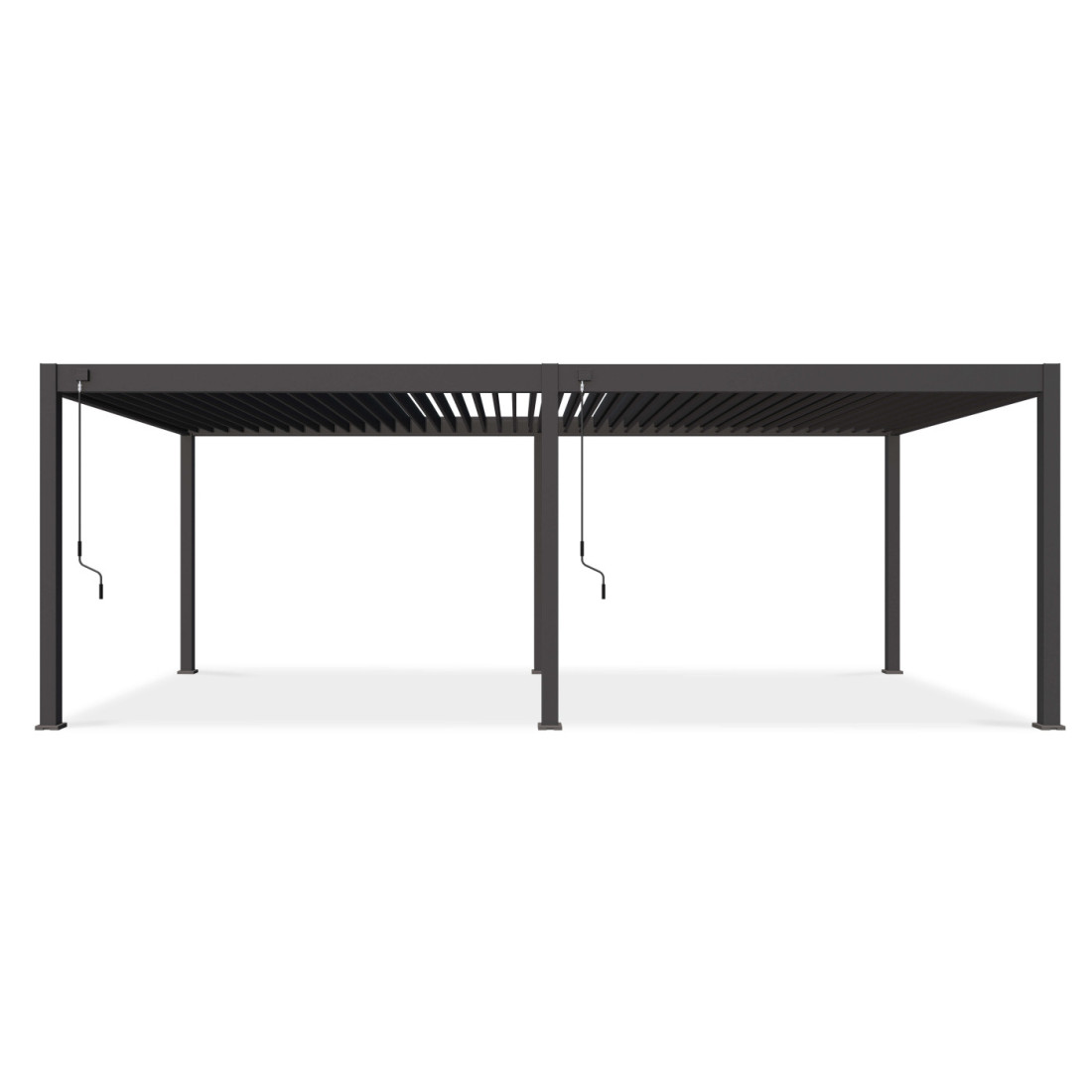 Widok z przodu pergoli tarasowej deluxe 3,6x7,2m w kolorze antracytowym Gutroof