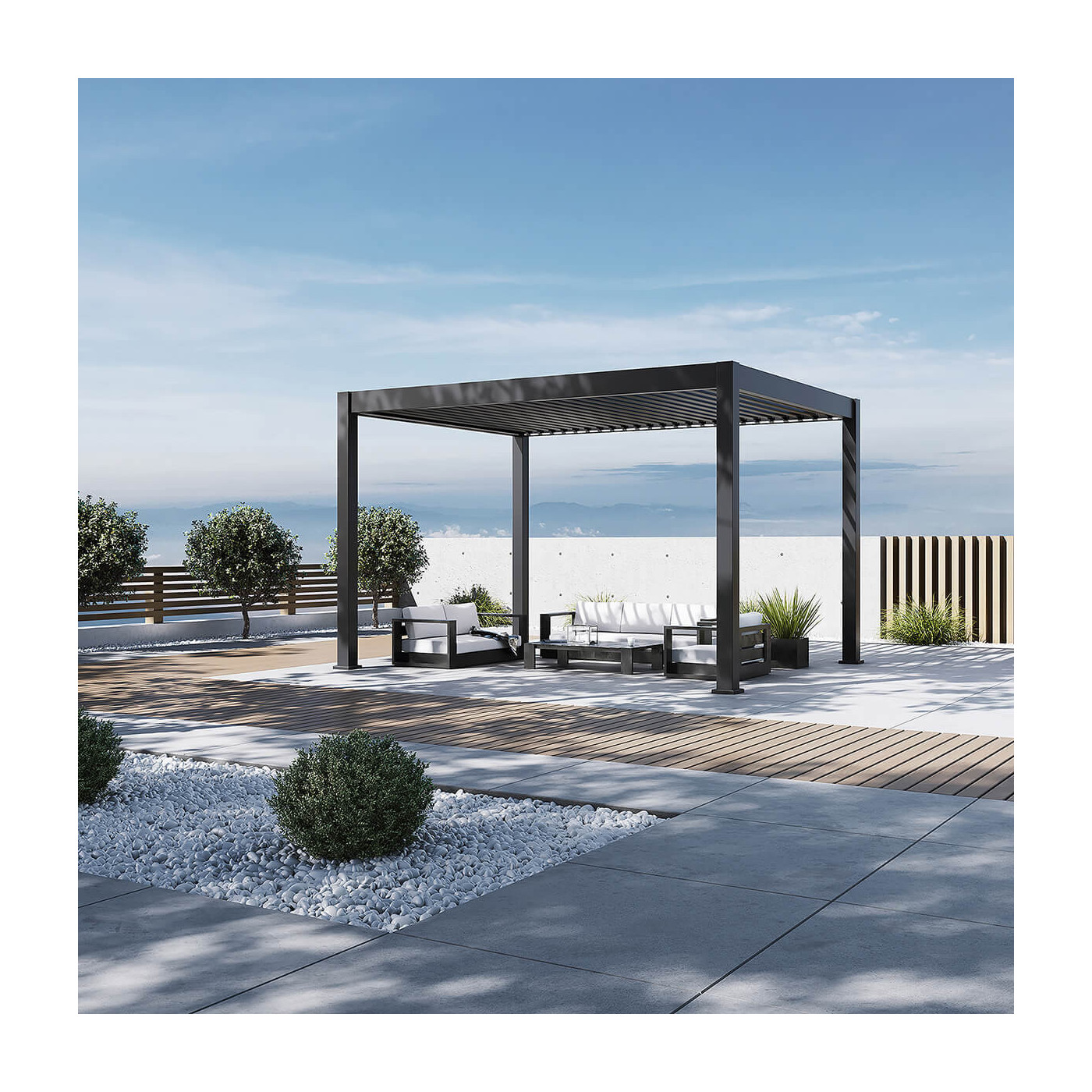 Aranżacja pergoli latem od Gutroof