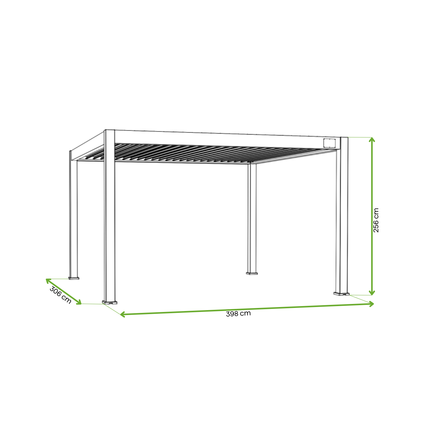 Wymiary - pergola elektryczna deluxe pro automatic 3x4m led gutroof
