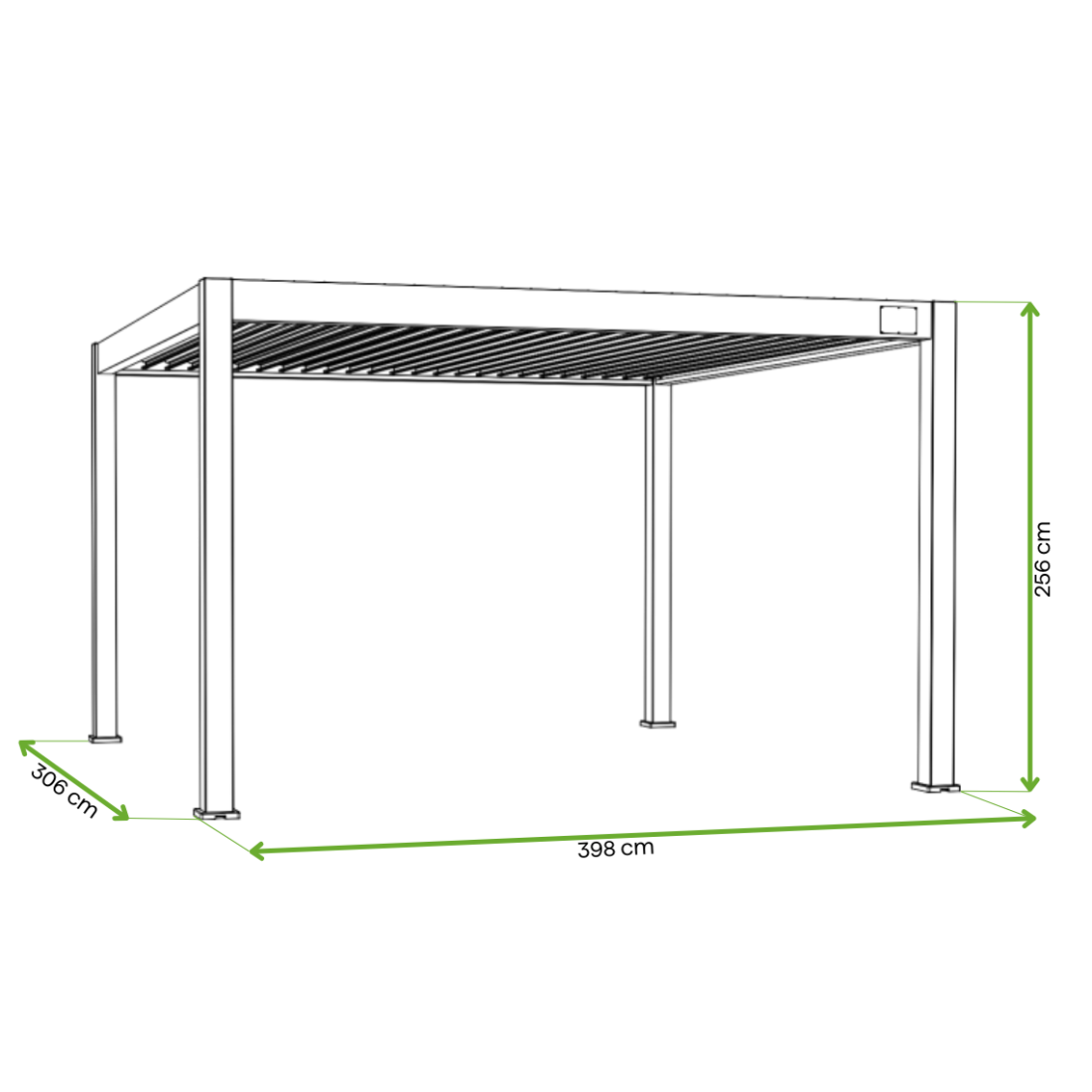 Wymiary - pergola elektryczna deluxe pro automatic 3x4m led gutroof