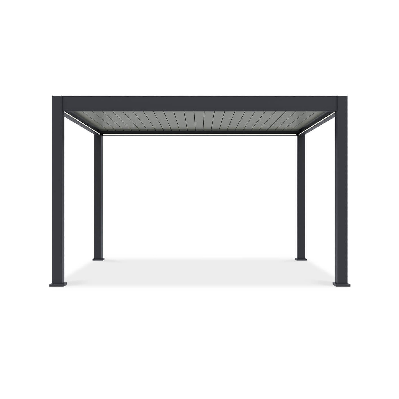 Front pergoli elektrycznej tarasowej deluxe pro automatic 3x4m z oświetleniem led antracytowa gutroof 