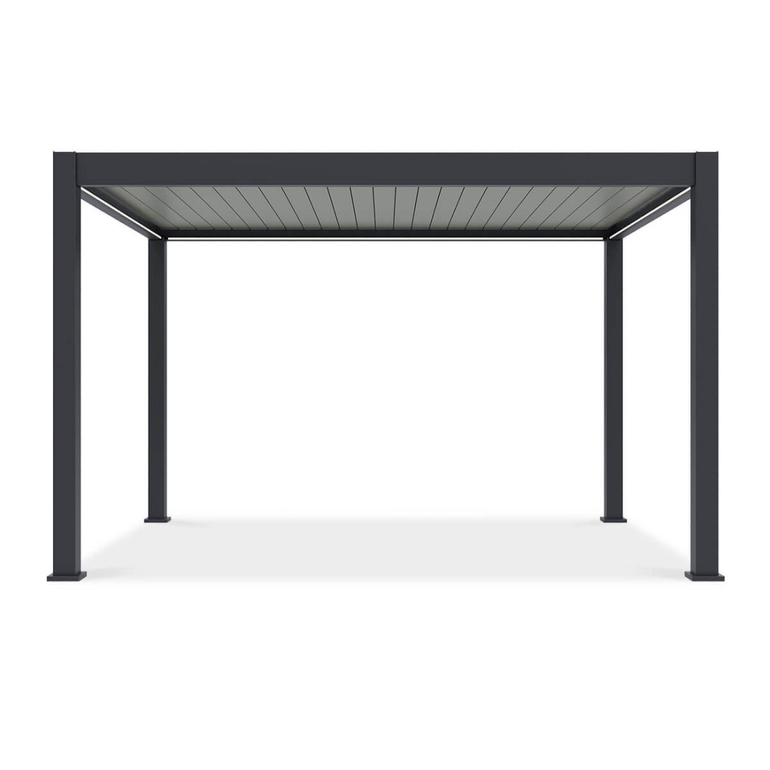 Front pergoli elektrycznej tarasowej deluxe pro automatic 3x4m z oświetleniem led antracytowa gutroof 