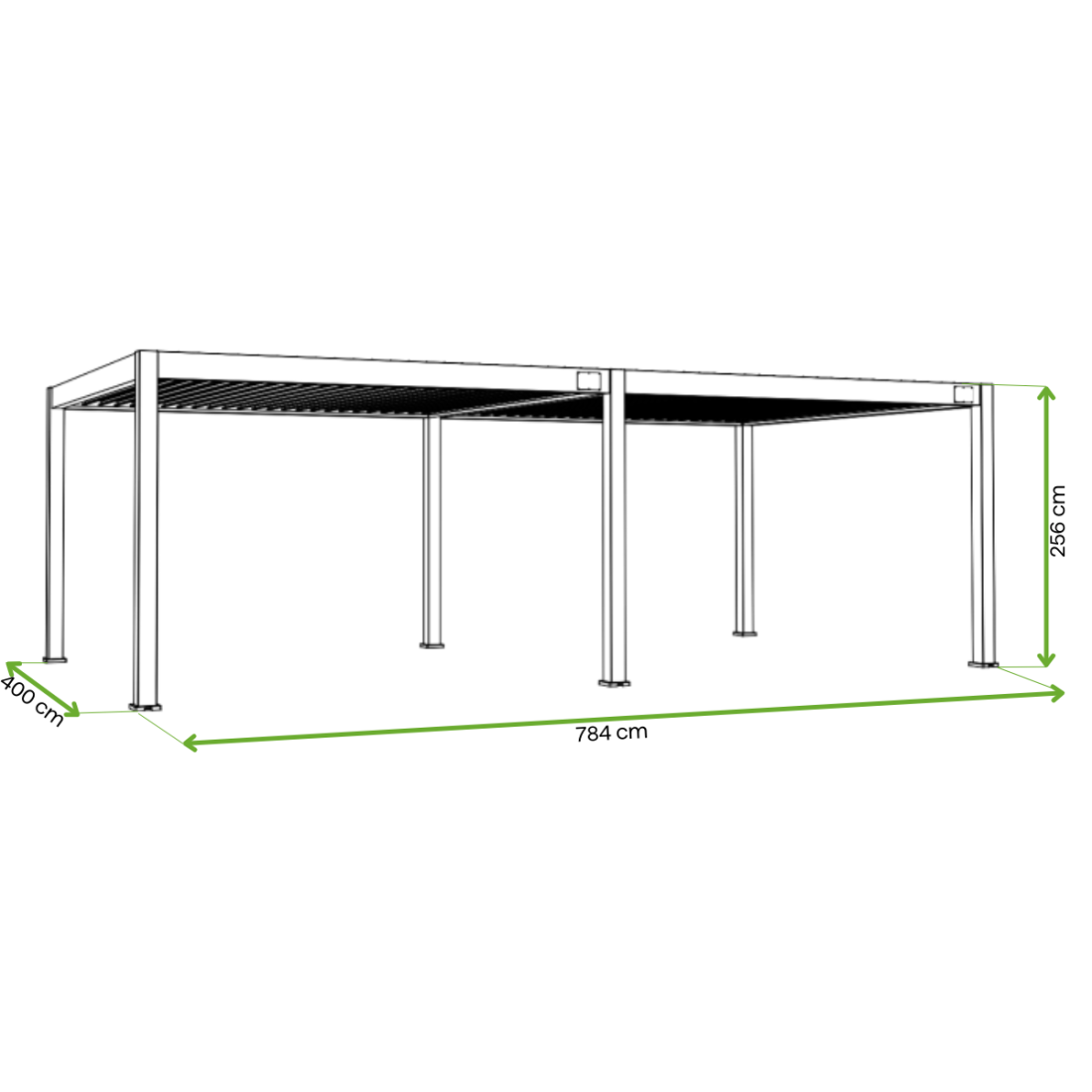 wymiary pergoli Deluxe pro automatic 4x8m