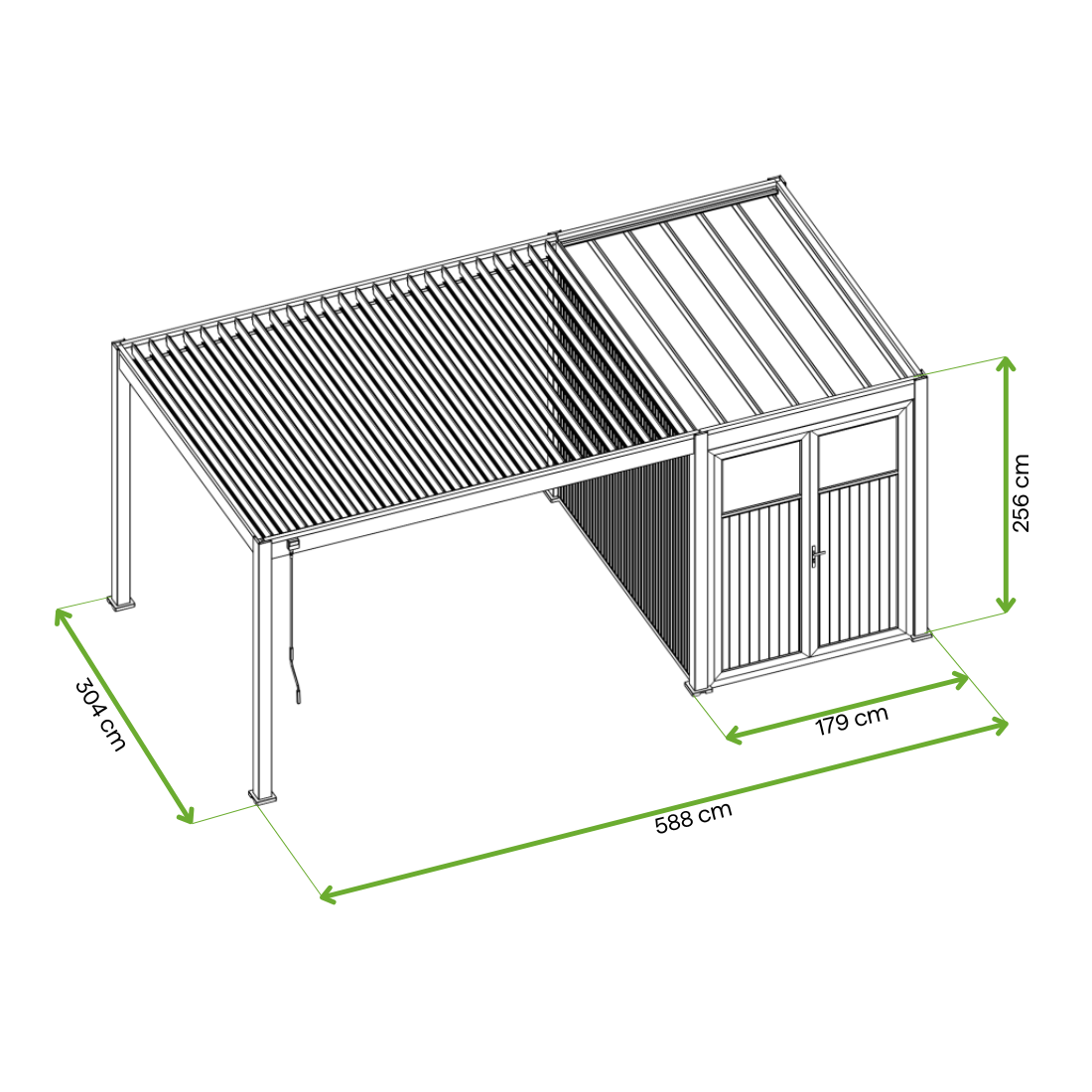 Wymiary pergoli Fusion 3x4m+2