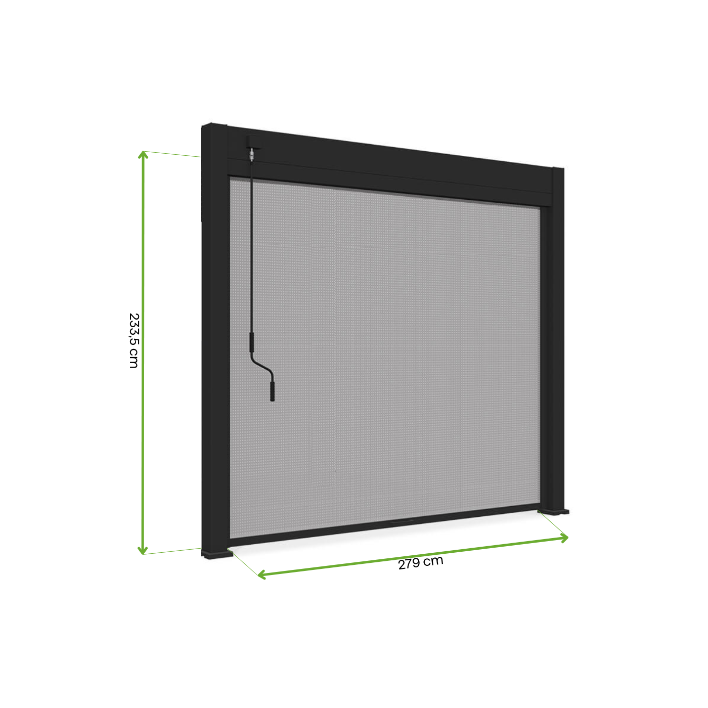 Wymiary rolety przeznaczonej do pergol antracytowych elegance,deluxe,fusion o szerokości 3m  