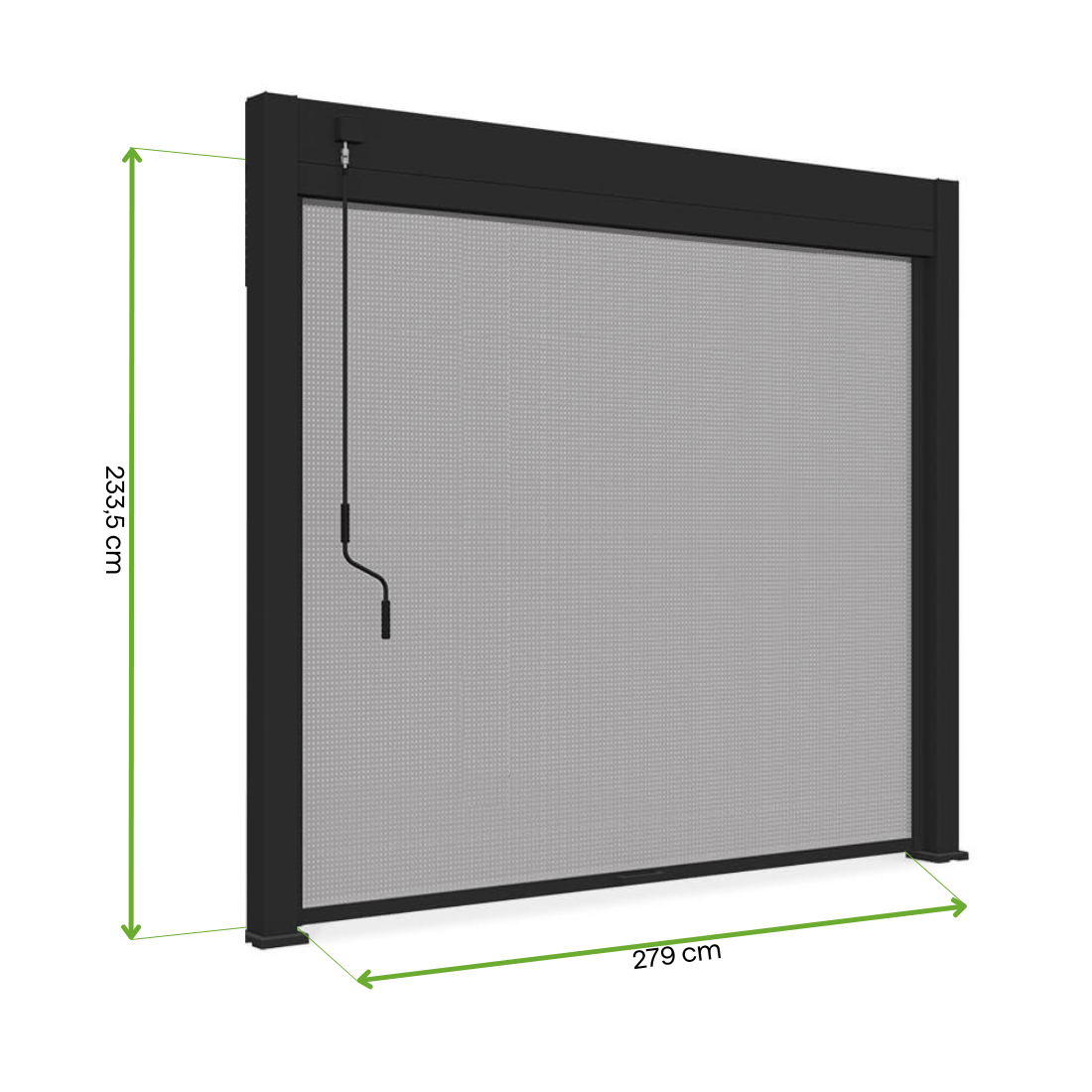 Wymiary rolety przeznaczonej do pergol antracytowych elegance,deluxe,fusion o szerokości 3m  