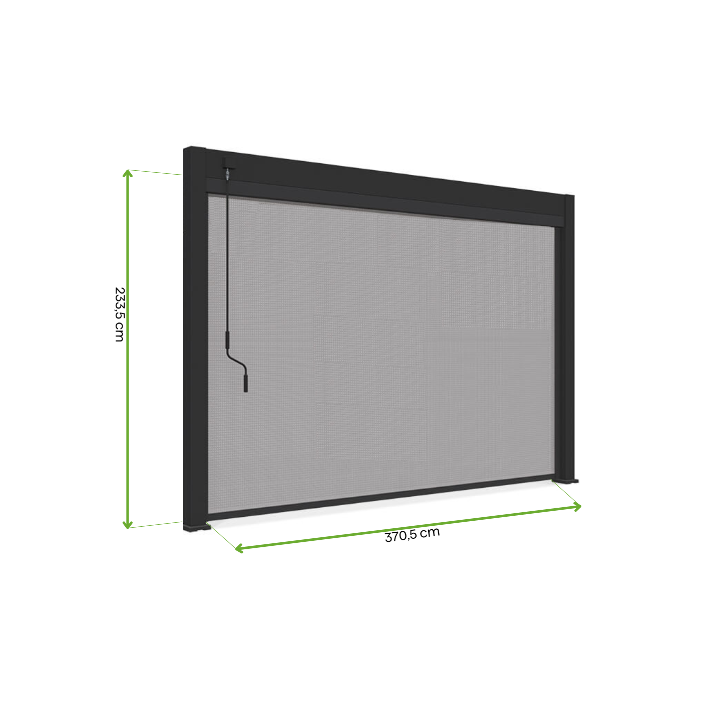 Wymiary rolety przeznaczonej do pergol antracytowych elegance,deluxe,fusion o szerokości 4m  