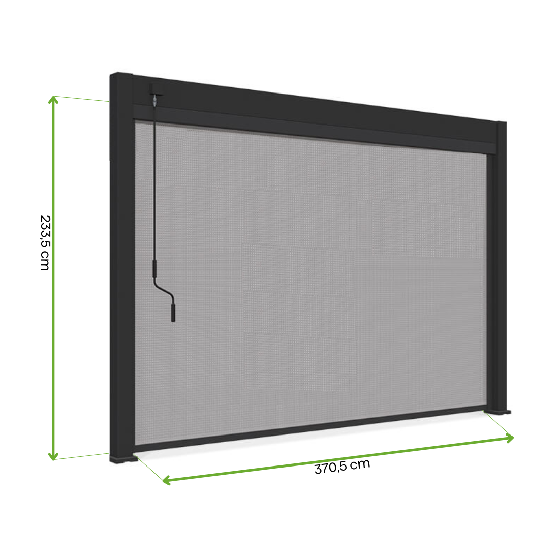 Wymiary rolety przeznaczonej do pergol antracytowych elegance,deluxe,fusion o szerokości 4m  