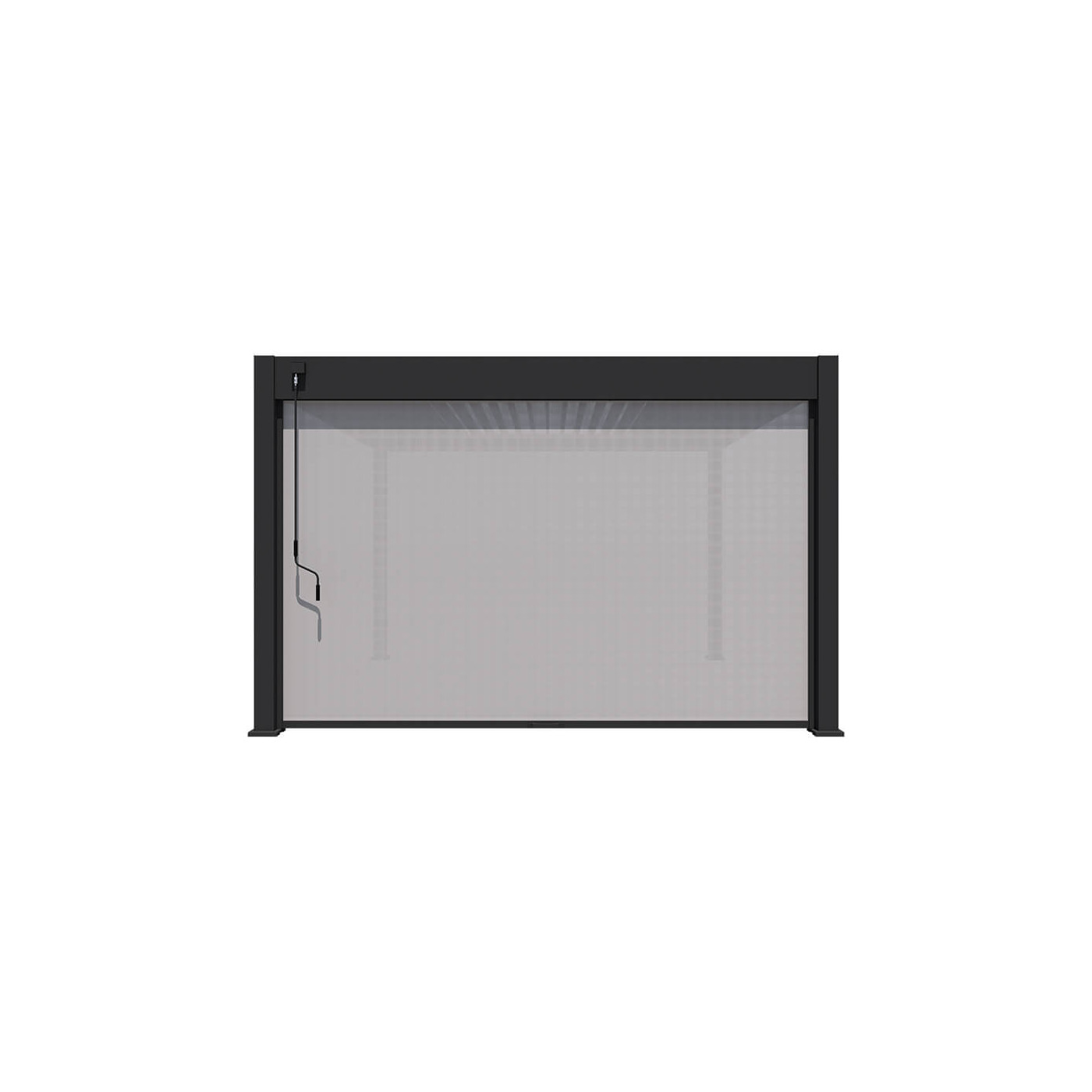 Przód pergoli z roletą opuszczaną 4m.