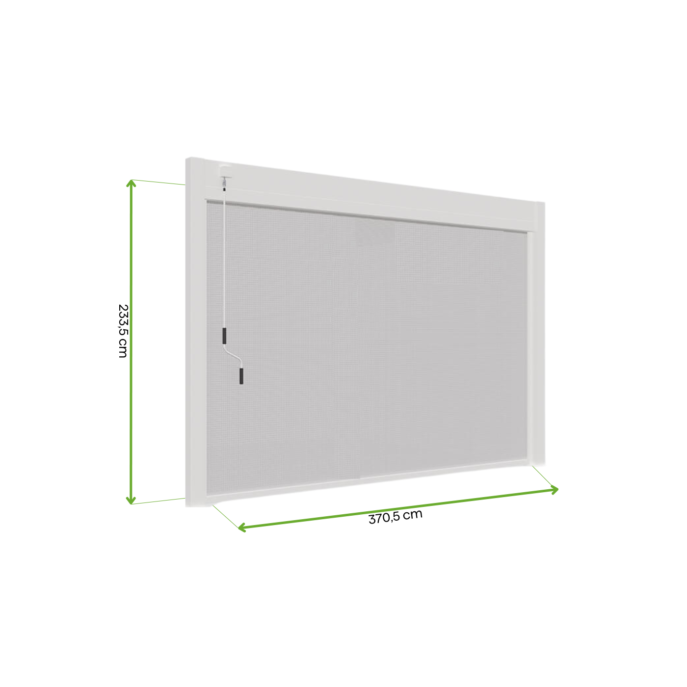 Wymiary rolety przeznaczonej do pergol białych elegance,deluxe,fusion o szerokości 4m  