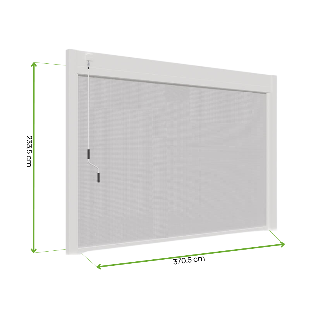 Wymiary rolety przeznaczonej do pergol białych elegance,deluxe,fusion o szerokości 4m  