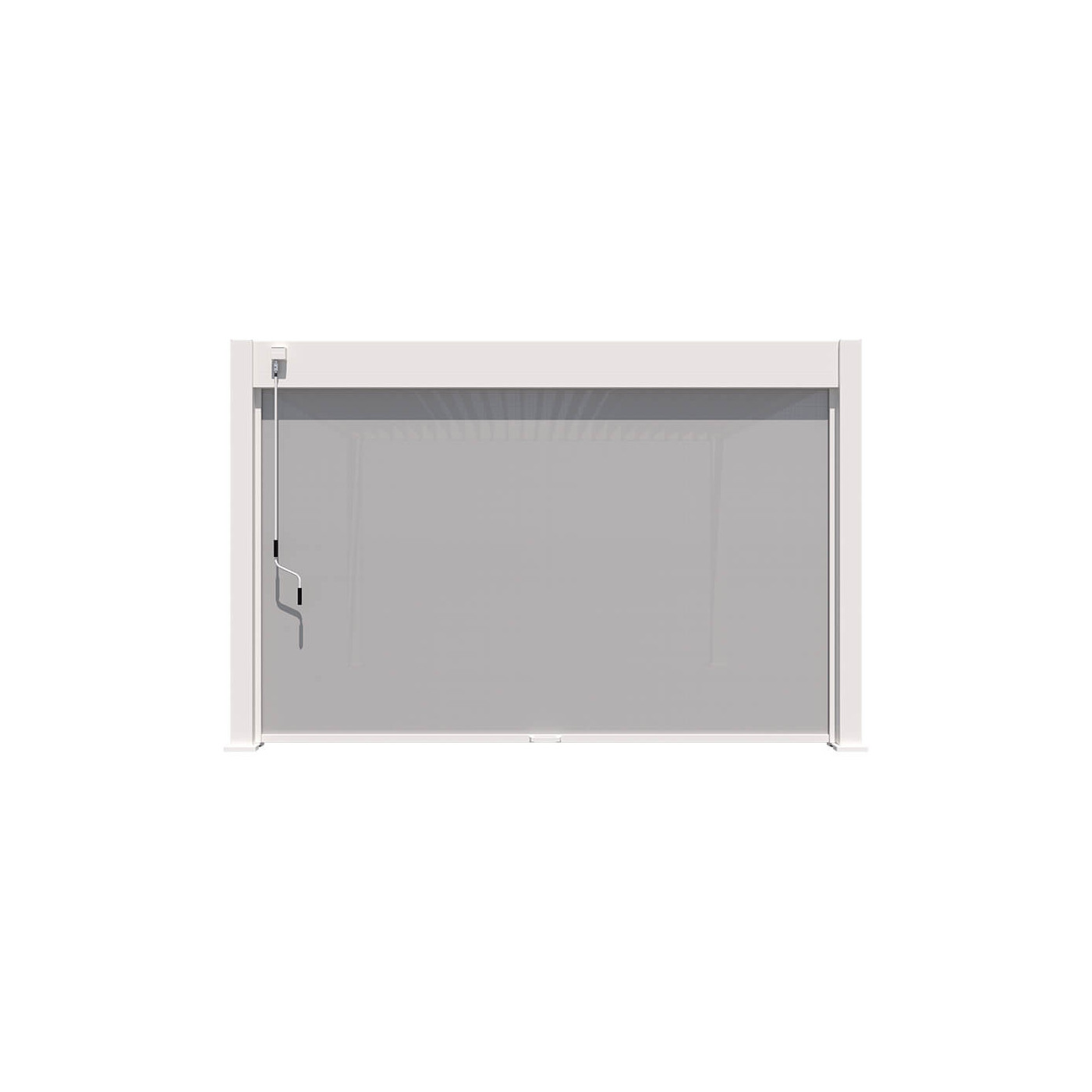 Przód pergoli z zamontowaną roletą 4m white