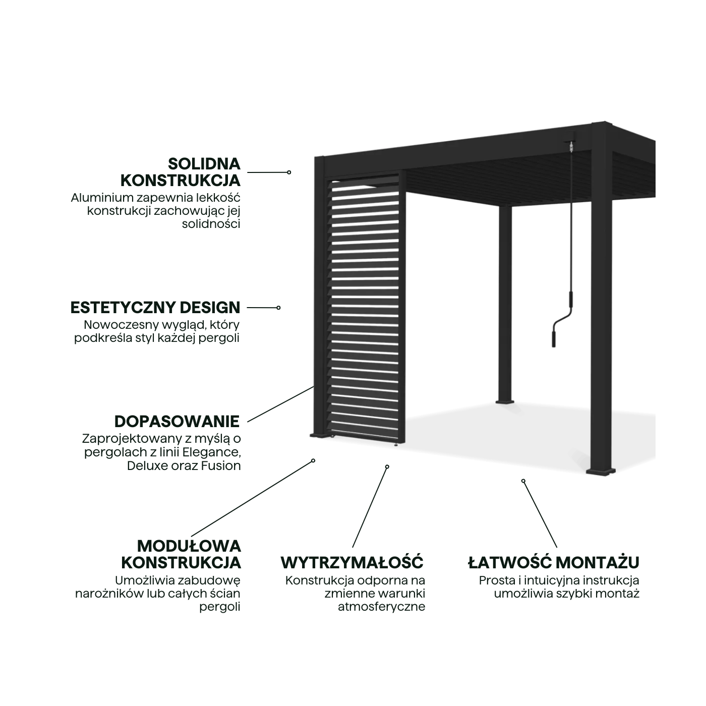 cechy panel żaluzjowy 1m w kolorze antracytowym