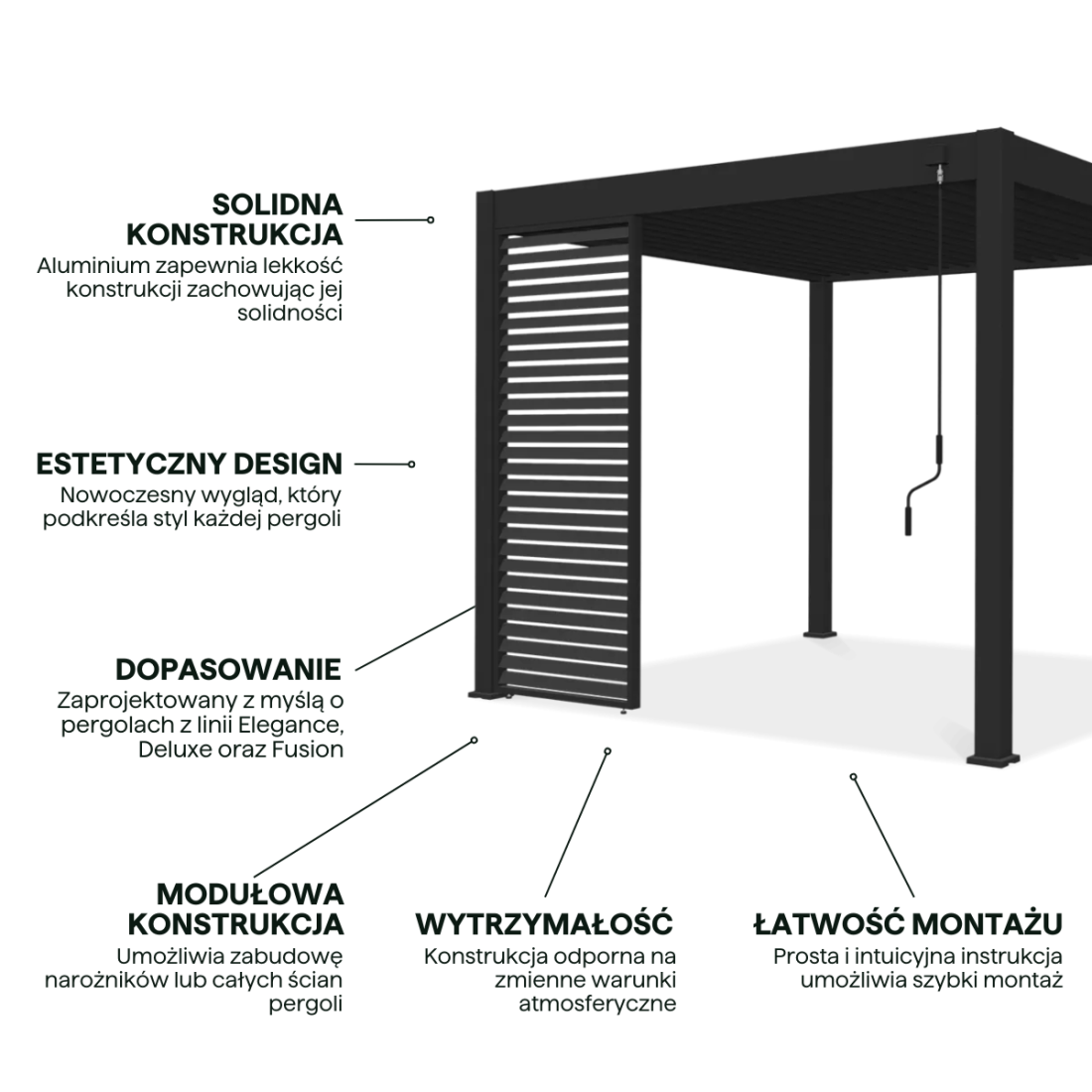 cechy panel żaluzjowy 1m w kolorze antracytowym