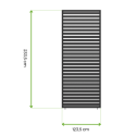 wymiary -  panel żaluzjowy poziomy przymocowany do pergoli