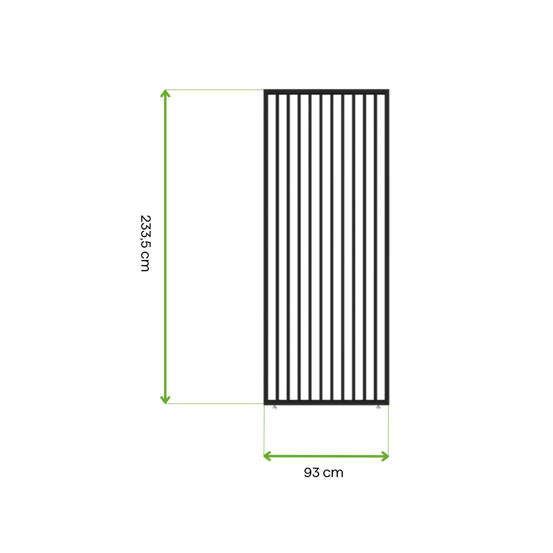 Wymiary - panel żaluzjowy pionowy do pergoli ELEGANCE/DELUXE/FUSION 1 m Anthracite - Gutroof