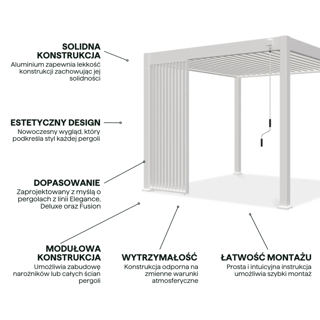 aranżacja - panel żaluzjowy pionowy do pergoli ELEGANCE/DELUXE/FUSION 1 m White - Gutroof