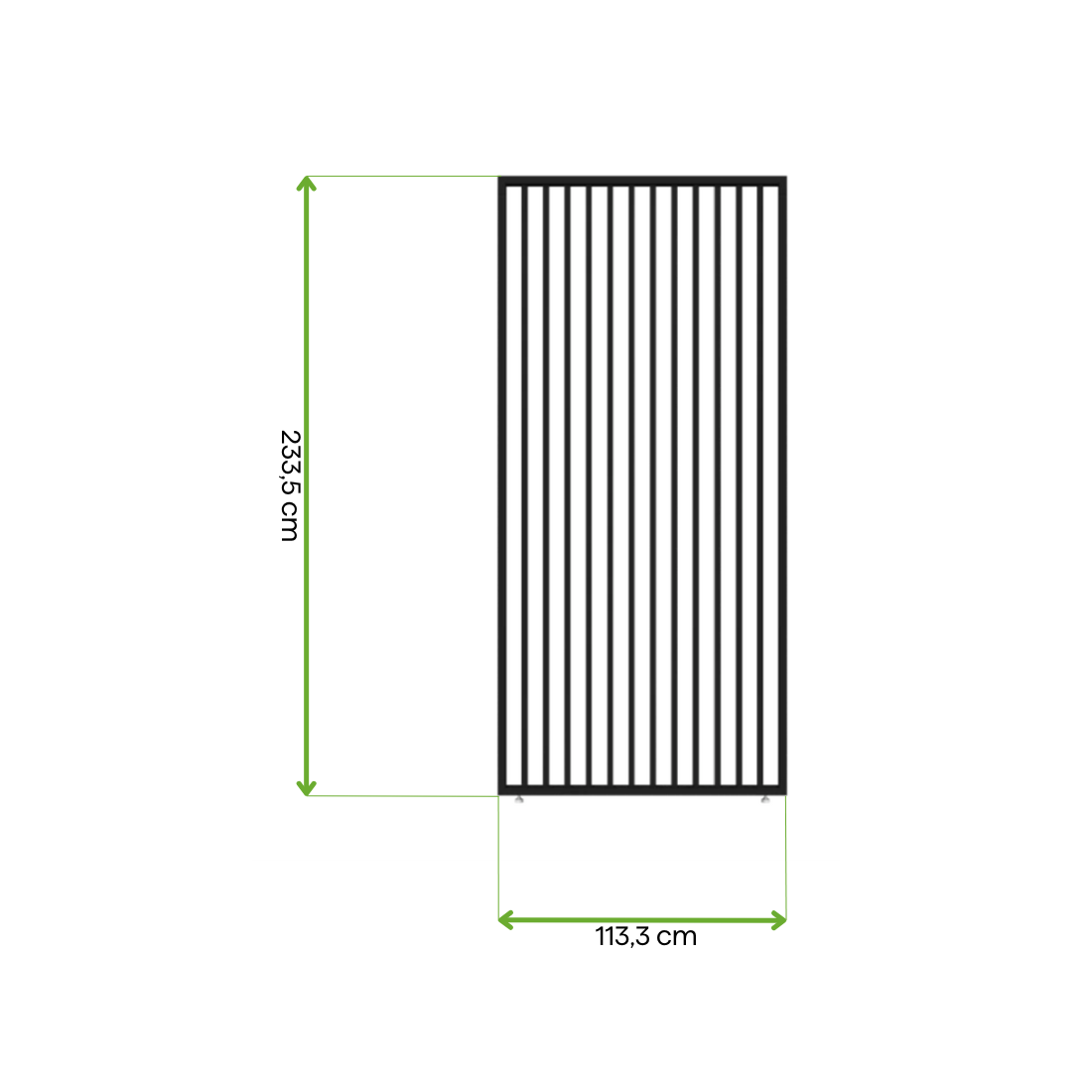 Wymiary - panel żaluzjowy pionowy do pergoli ELEGANCE/DELUXE/FUSION 1.2 m Anthracite - Gutroof