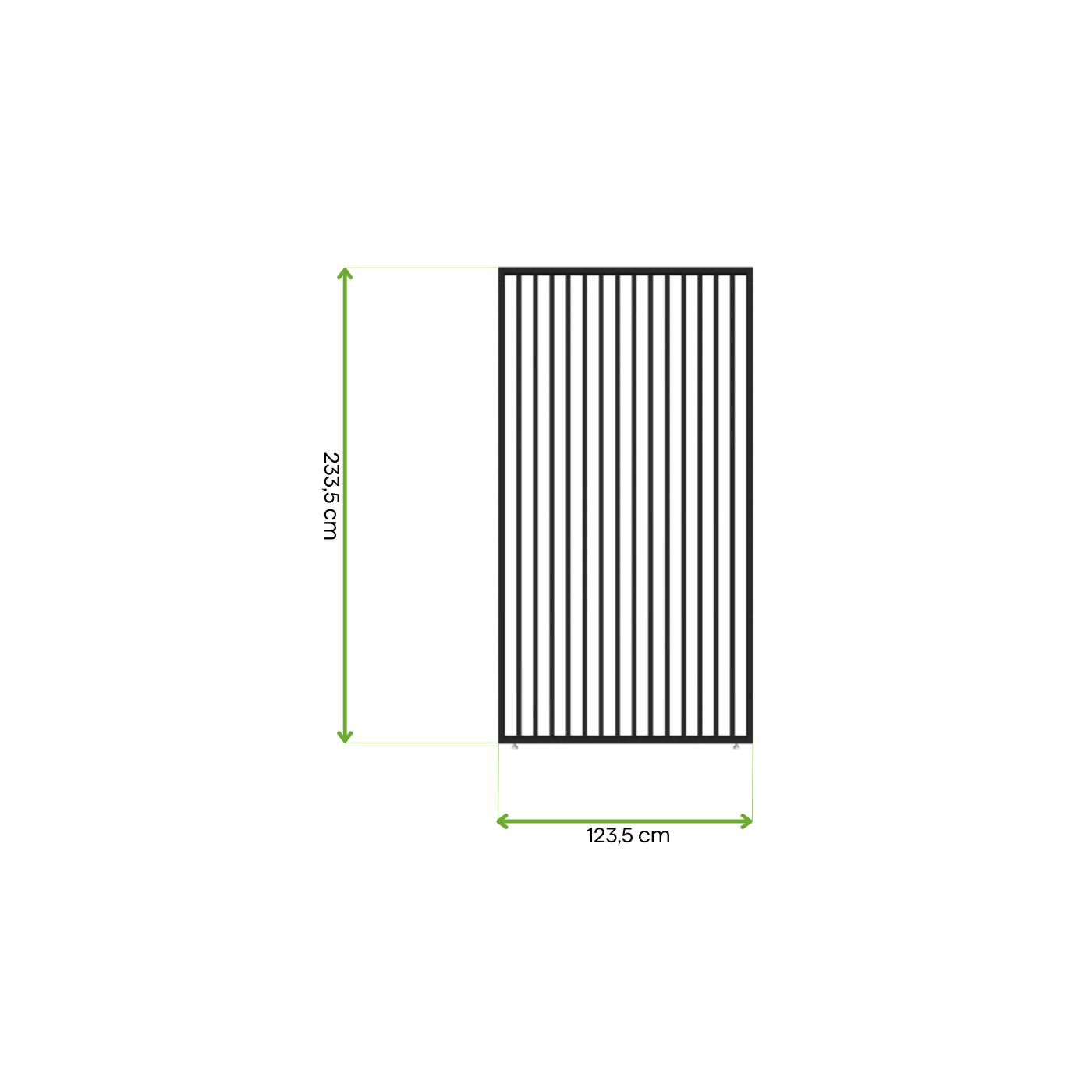 Wymiary - panel żaluzjowy pionowy do pergoli ELEGANCE/DELUXE/FUSION 1.3 m Anthracite - Gutroof