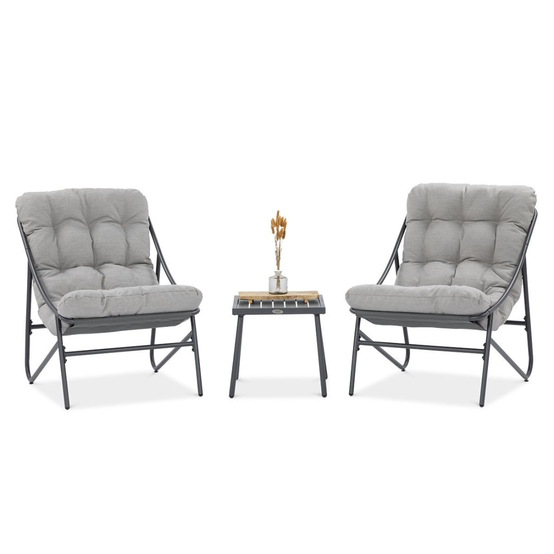 Przód zestawu na ogród casper 2+1 w kolorze jasno szarym