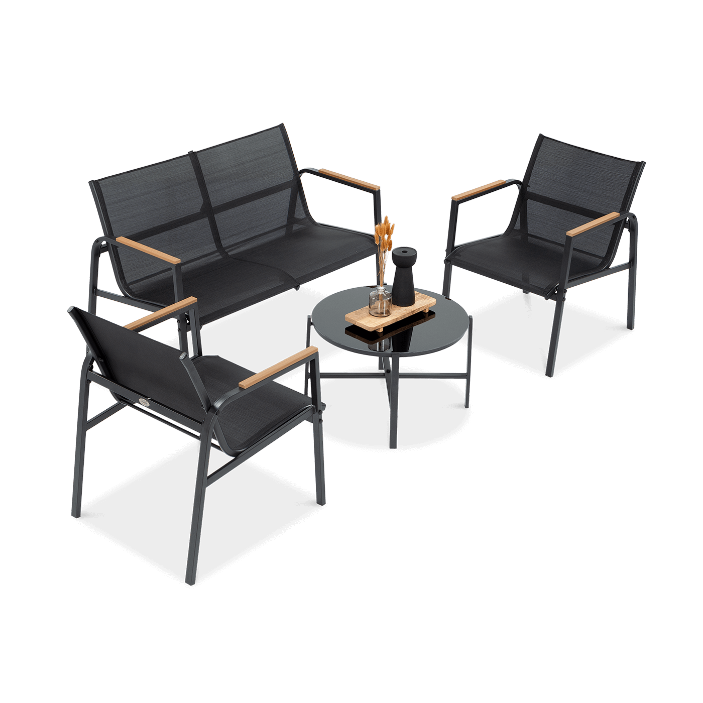 Zestaw czarnych mebli ogrodowych Mango Caffe