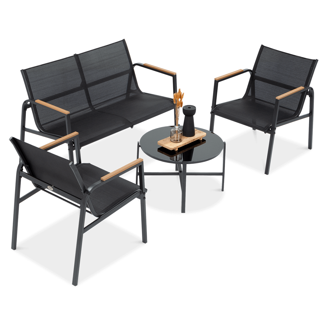 Zestaw czarnych mebli ogrodowych Mango Caffe