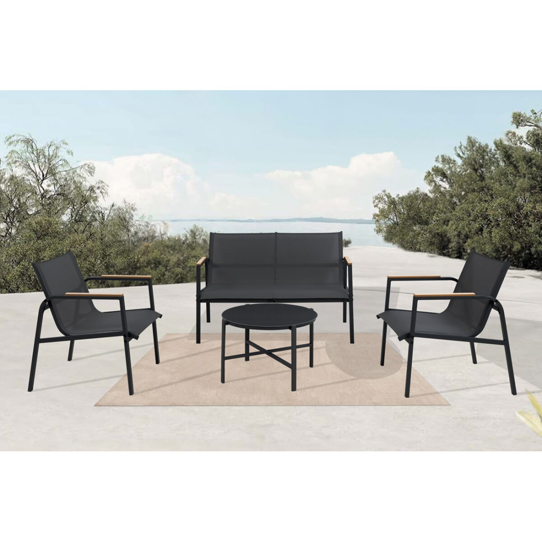 Aranżacja czarnych mebli Mango Caffe na tarasie