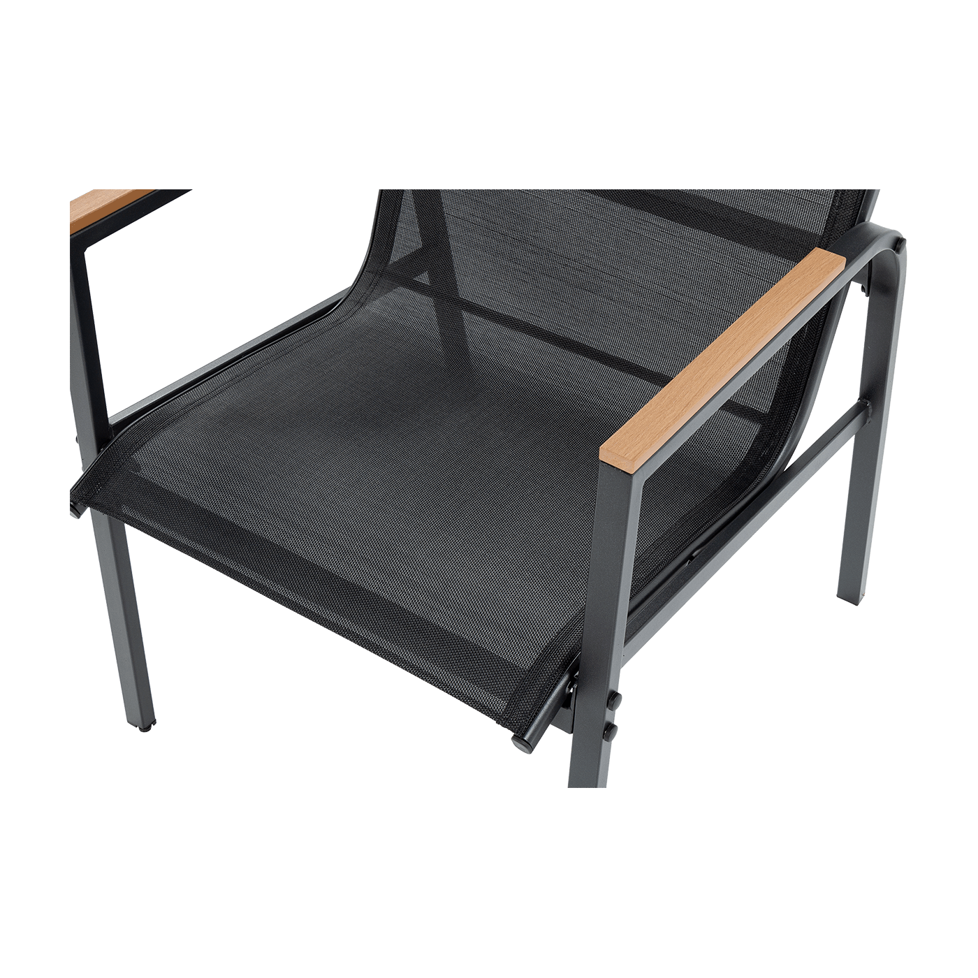 Zbliżenie z góry na podłokietnik w krześle z zestawu MANGO CAFFE Black