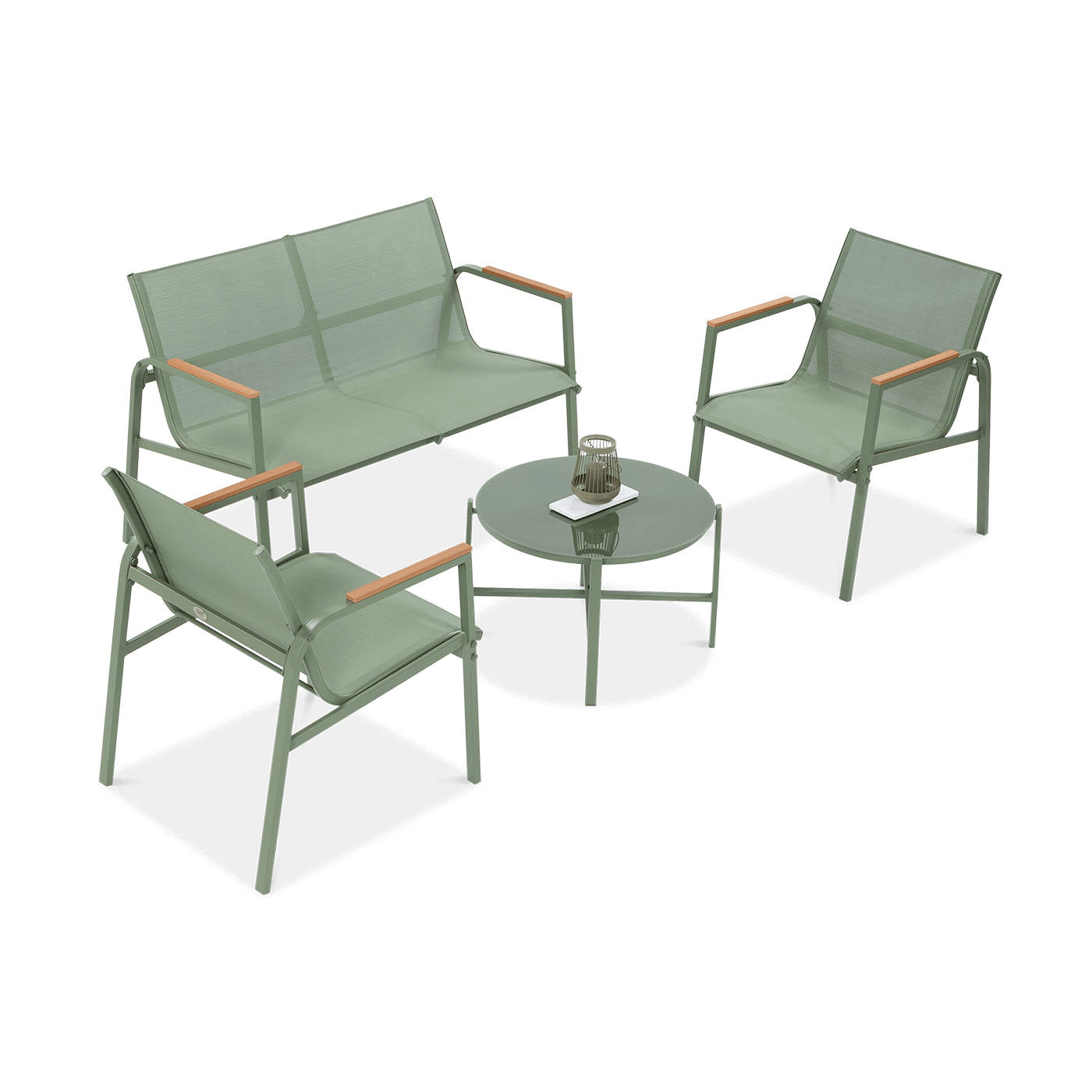 Zestaw zielonych mebli ogrodowych Mango Caffe