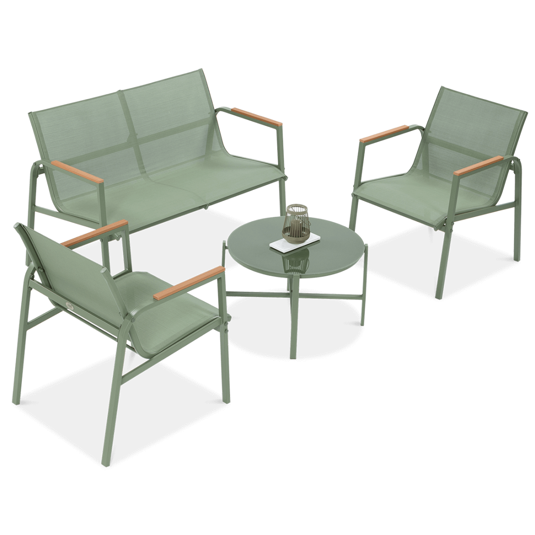 Zestaw zielonych mebli ogrodowych Mango Caffe