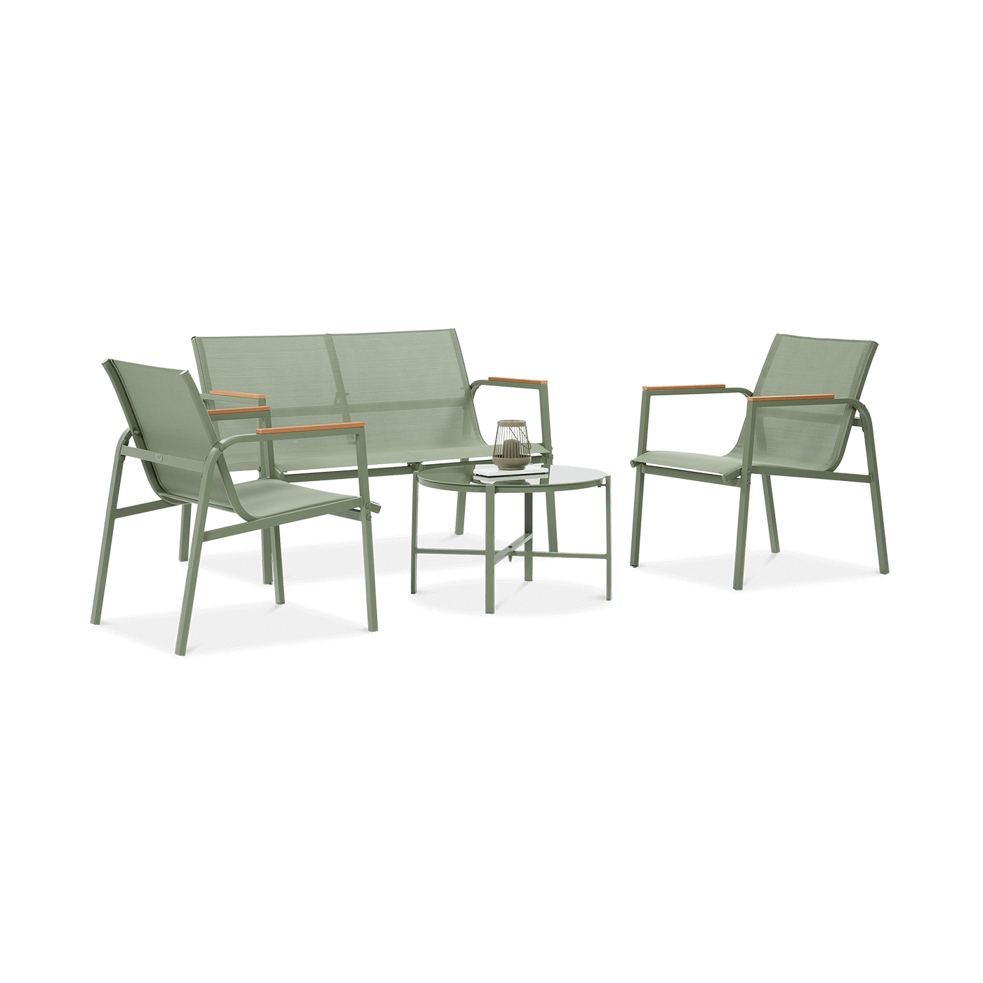 Krzesła, sofa, stolik z zestawu MANGO CAFFE Green