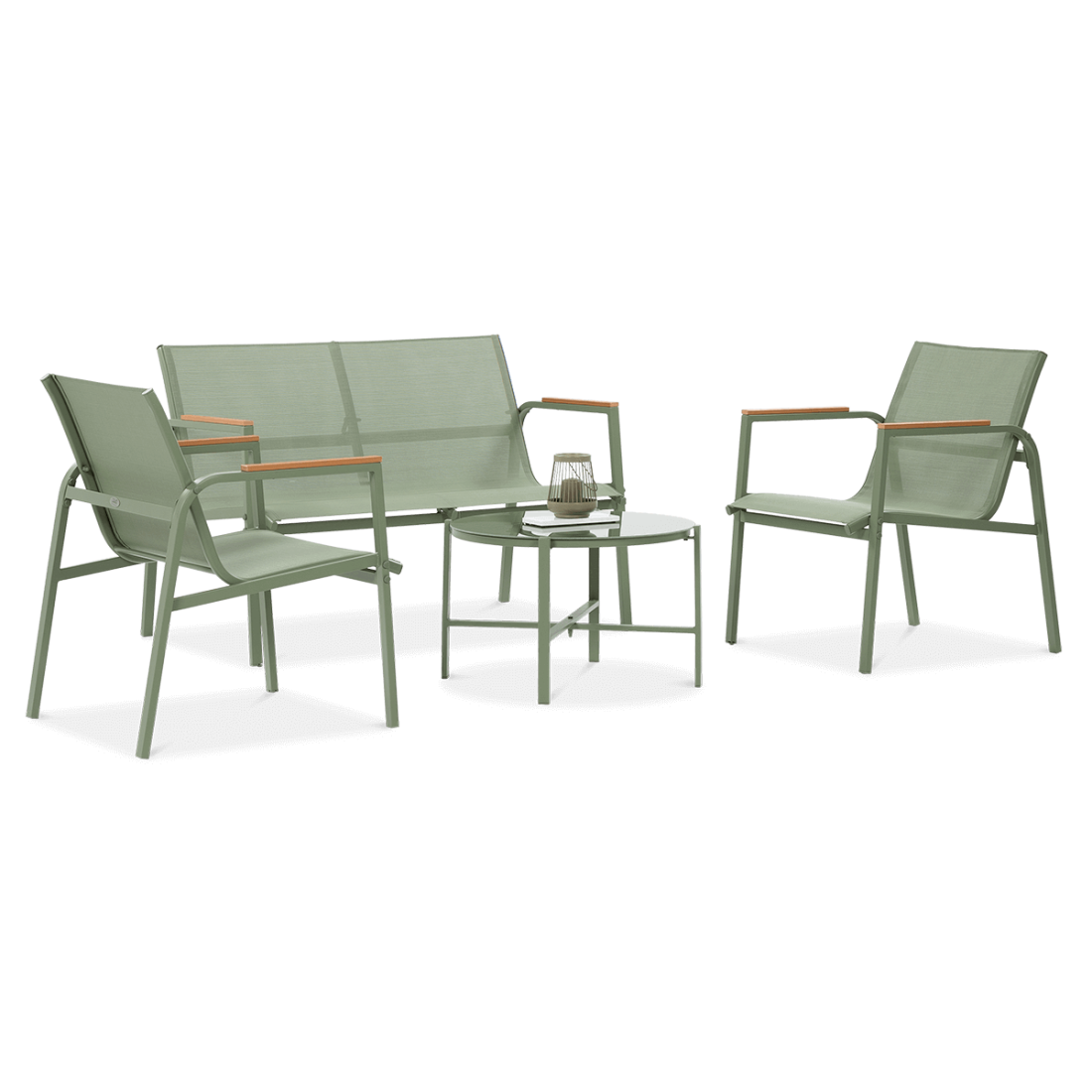 Krzesła, sofa, stolik z zestawu MANGO CAFFE Green