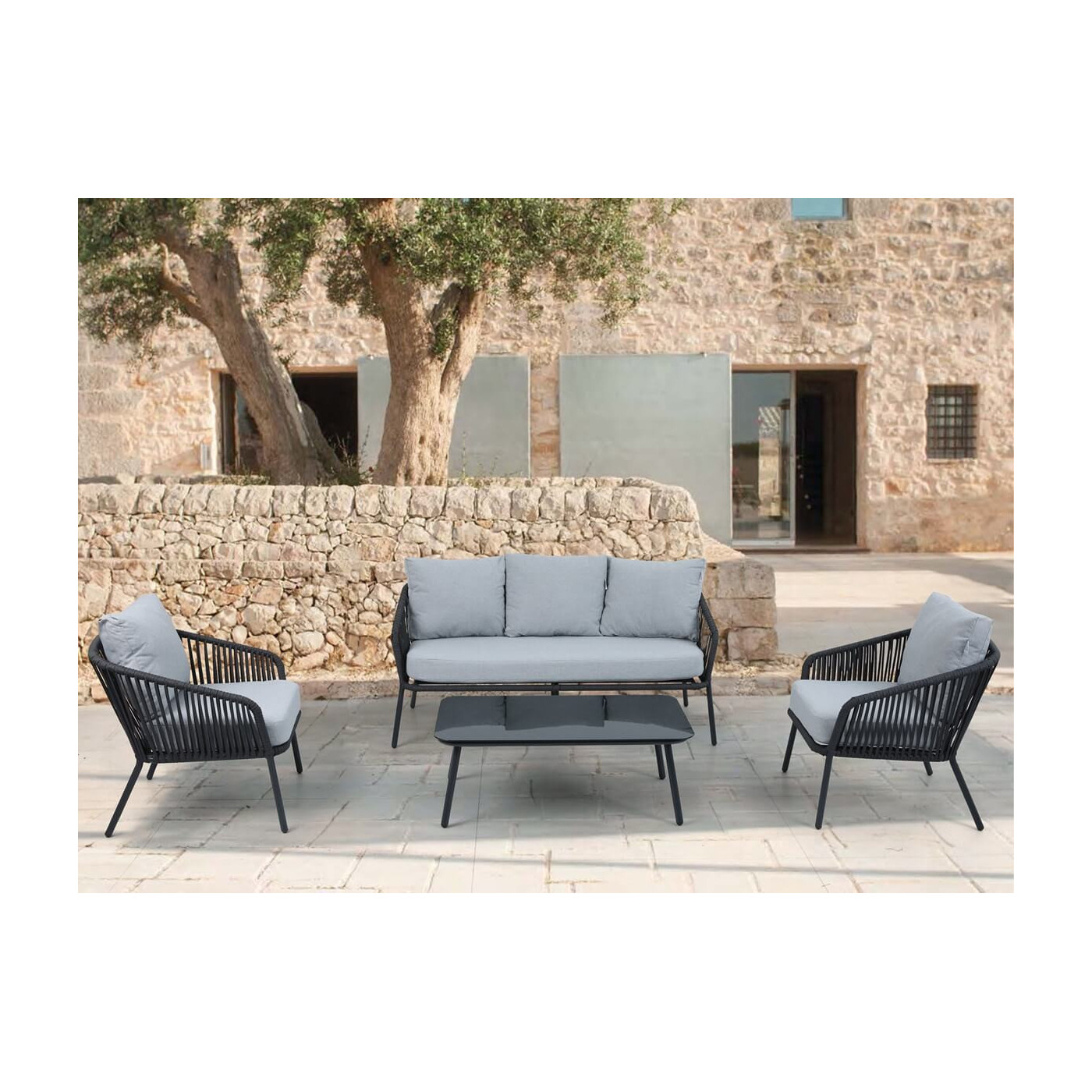 Aranżacja z szarymi meblami Anders