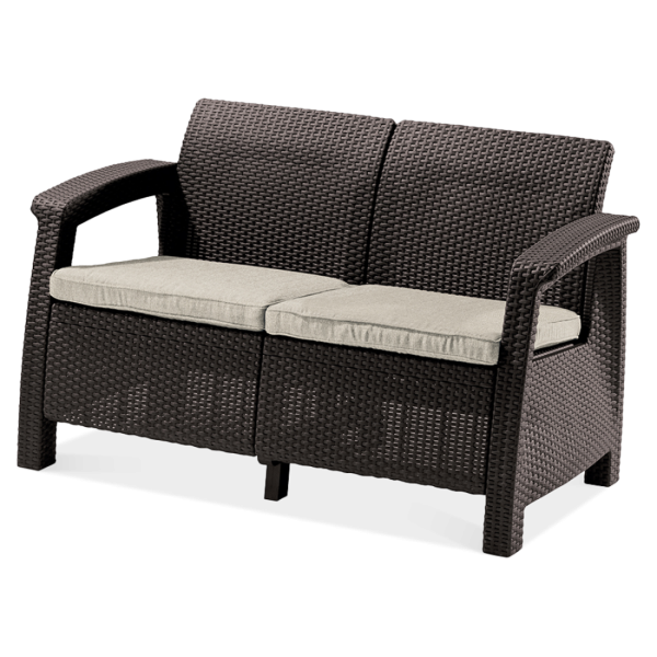Brązowa sofa ogrodowa CORFU LOVE SEAT Brown