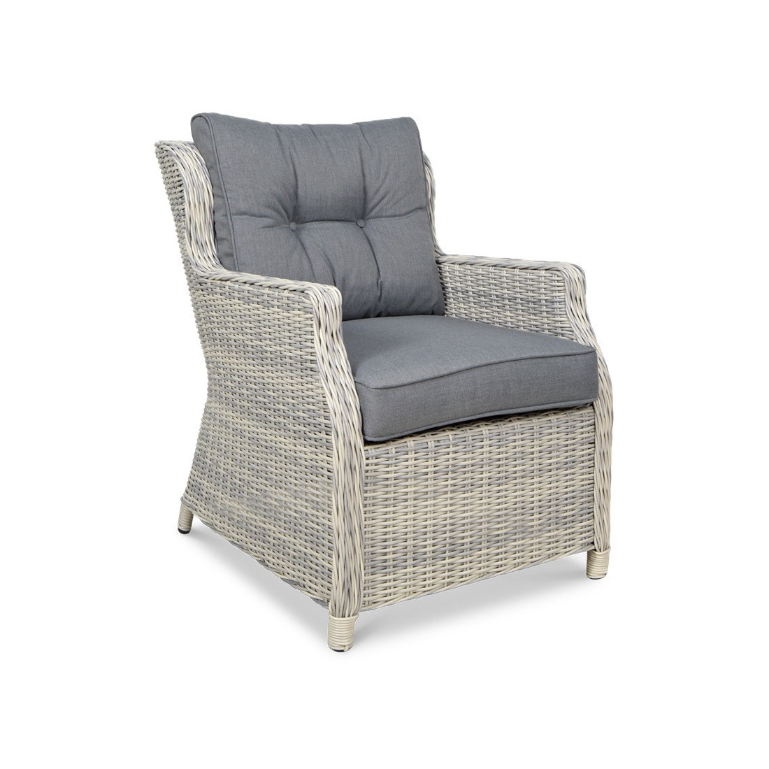 fotel Meble z technorattanu TRIVENTO 2 + Pufy White Grey - Focus Garden