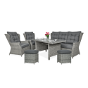 Meble technorattanowe TRIVENTO 3 DINING + PUFY Stone Grey