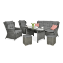 Meble technorattanowe TRIVENTO DINING 3 + PUFY Dark Grey