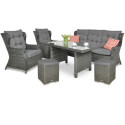 Meble technorattanowe TRIVENTO DINING 3 + PUFY Dark Grey