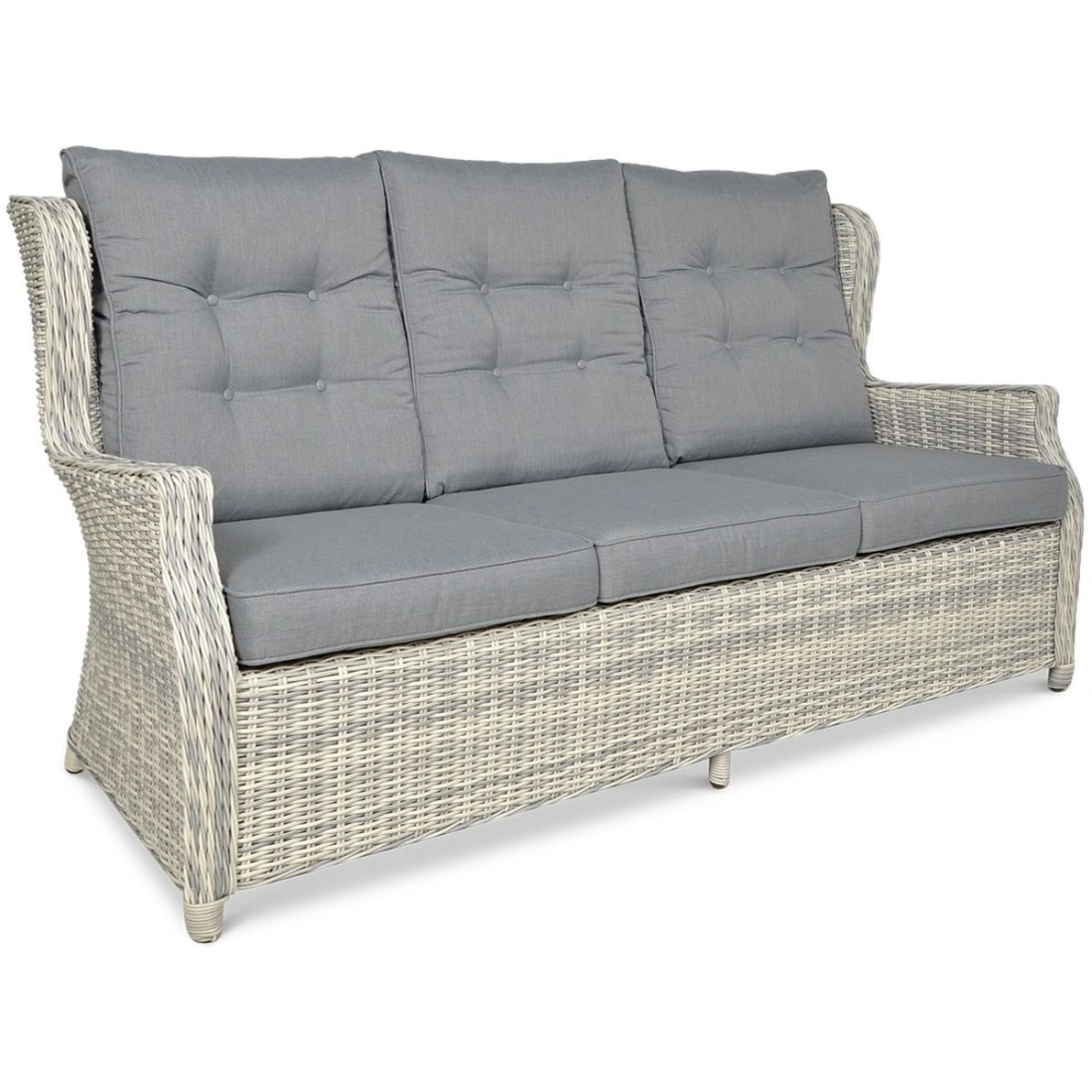 kanapa Meble technorattanowe TRIVENTO 3 + PUFY White Grey - Focus Garden