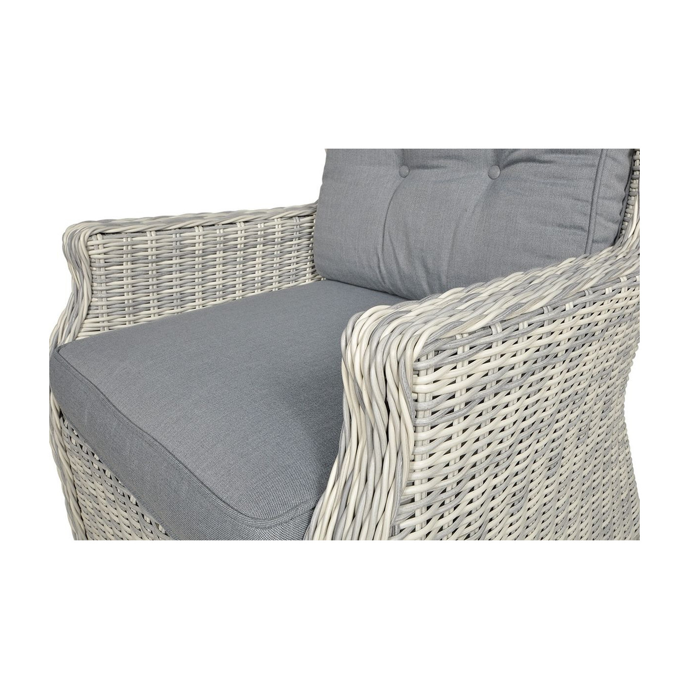 fotel detale Meble technorattanowe TRIVENTO 3 + PUFY White Grey - Focus Garden