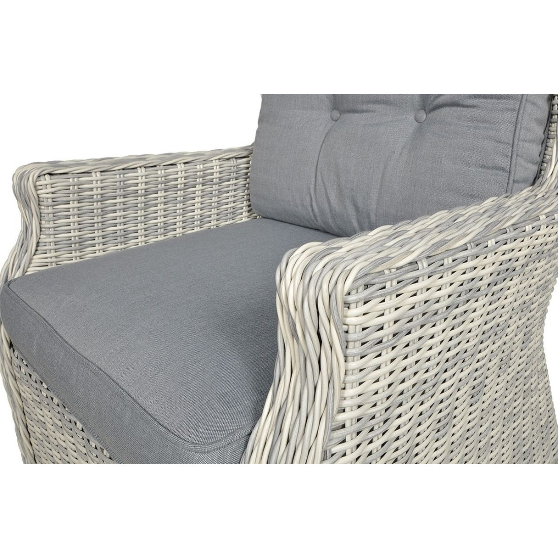 fotel detale Meble technorattanowe TRIVENTO 3 + PUFY White Grey - Focus Garden